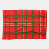Red Christmas Tartan Plaid Pattern Design  キッチンタオル (横)