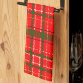 Red Christmas Tartan Plaid Pattern Design キッチンタオル