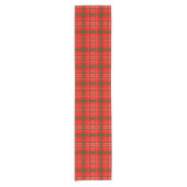 Red Christmas Tartan Plaid Pattern Design ショートテーブルランナー (正面)
