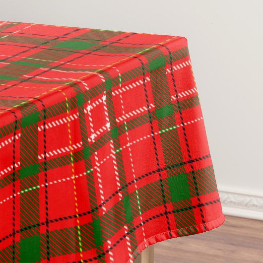 Red Christmas Tartan Plaid Pattern Design  テーブルクロス