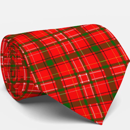 Red Christmas Tartan Plaid Pattern Design ネクタイ