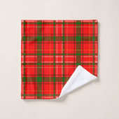 Red Christmas Tartan Plaid Pattern Design  バスタオルセット (ウォッシュタオル)