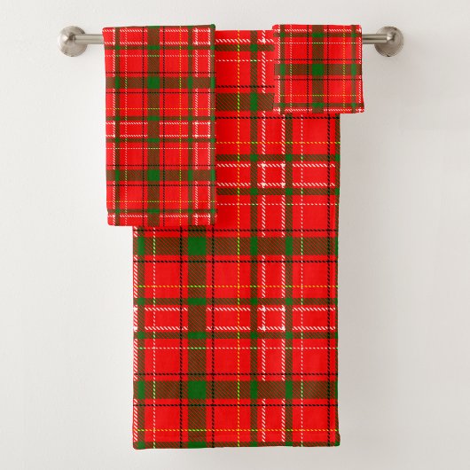 Red Christmas Tartan Plaid Pattern Design  バスタオルセット