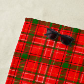 Red Christmas Tartan Plaid Pattern Design  ビーチタオル (インサイチュ)