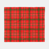 Red Christmas Tartan Plaid Pattern Design  フリースブランケット (正面(横))