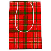 Red Christmas Tartan Plaid Pattern Design  ミディアムペーパーバッグ (正面)