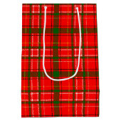 Red Christmas Tartan Plaid Pattern Design  ミディアムペーパーバッグ (裏面)