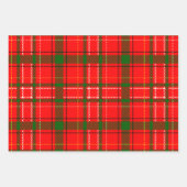 Red Christmas Tartan Plaid Pattern Design  ラッピングペーパーシート (正面3)