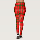 Red Christmas Tartan Plaid Pattern Design  レギンス (裏面)