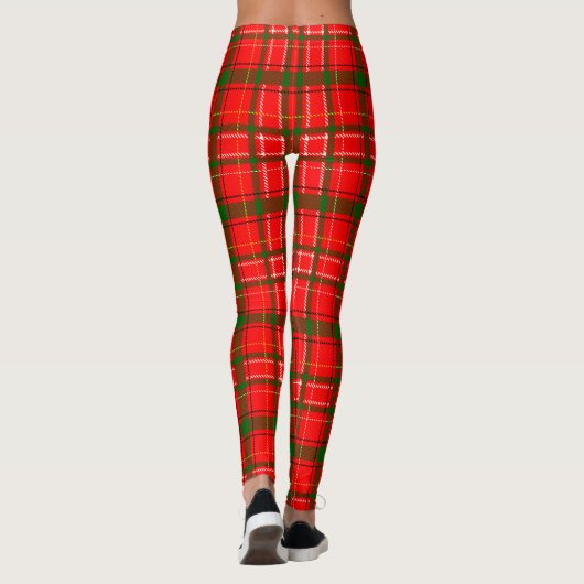 Red Christmas Tartan Plaid Pattern Design  レギンス (裏面)