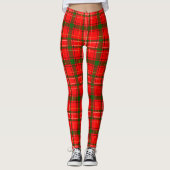 Red Christmas Tartan Plaid Pattern Design  レギンス (正面)