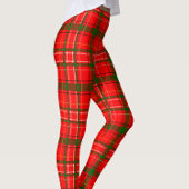 Red Christmas Tartan Plaid Pattern Design  レギンス