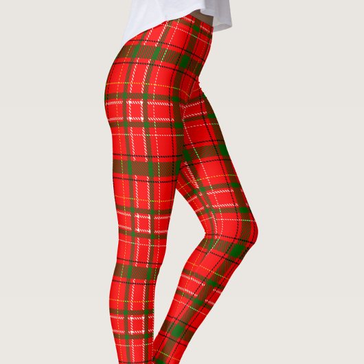 Red Christmas Tartan Plaid Pattern Design  レギンス