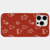Red Christmas texture with festive elements Case-Mate iPhoneケース (裏面 (横))