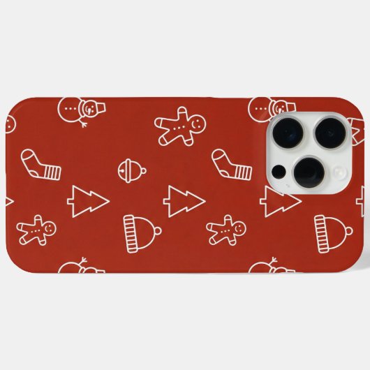 Red Christmas texture with festive elements Case-Mate iPhoneケース (裏面 (横))