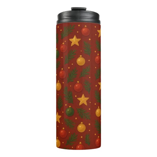 Red Christmas Thermal Tumbler – Festive Holiday タンブラー (正面)