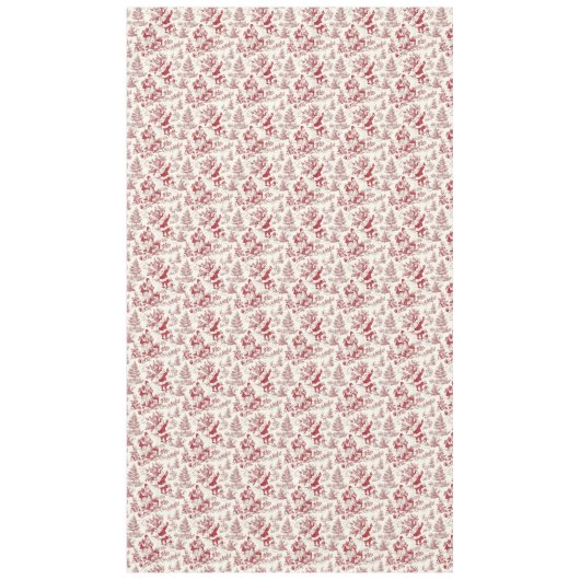 Red Christmas Toile Santa And Trees テーブルクロス (正面)