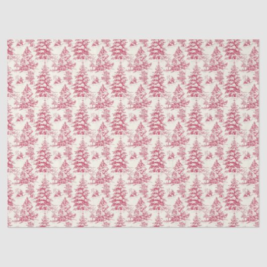 Red Christmas Toile Wrapping Paper 薄葉紙 (正面)