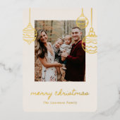 Red Christmas Tree Doodle Coquette Bow Gold 箔シーズンカード (正面)