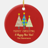 Red Christmas Tree Family Name セラミックオーナメント (裏面)