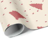 Red Christmas Tree Pattern | Minimal Hand-Drawn ラッピングペーパー (ロールコーナー)