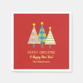 Red Christmas Tree Personalized スタンダードカクテルナプキン (正面)