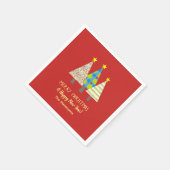 Red Christmas Tree Personalized スタンダードカクテルナプキン (角)