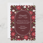 Red Christmas Wreath Floral Holiday Photo Card 招待状 (裏面)