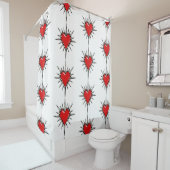Red Chrome Spiked Heart Shower Curtain シャワーカーテン (インサイチュ)