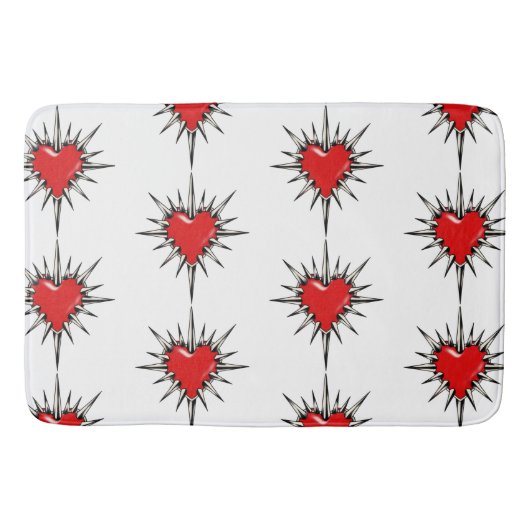 Red Chrome Spiked Heart Sigil Bath Mat バスマット (正面)