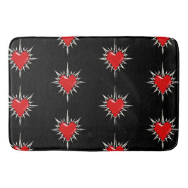 Red Chrome Spiked Heart Sigil Bath Mat バスマット