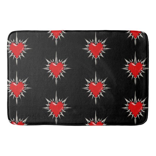 Red Chrome Spiked Heart Sigil Bath Mat バスマット (正面)