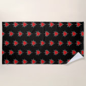 Red Chrome Spiked Heart Sigil Beach Towel ビーチタオル (正面)