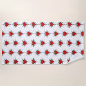Red Chrome Spiked Heart Sigil Beach Towel ビーチタオル (正面)