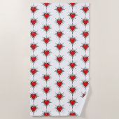 Red Chrome Spiked Heart Sigil Beach Towel ビーチタオル (正面)