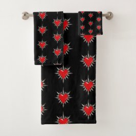 Red Chrome Spiked Heart Sigil Towel Set バスタオルセット
