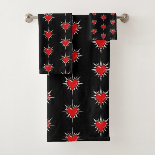 Red Chrome Spiked Heart Sigil Towel Set バスタオルセット (インサイチュ)