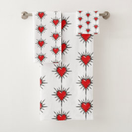 Red Chrome Spiked Heart Sigil Towel Set バスタオルセット