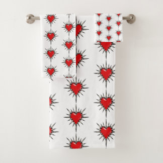 Red Chrome Spiked Heart Sigil Towel Set バスタオルセット
