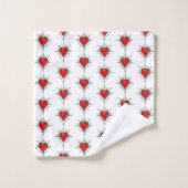 Red Chrome Spiked Heart Sigil Towel Set バスタオルセット (ウォッシュタオル)