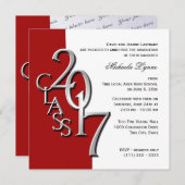 Red Class of 2017写真卒業 招待状 (正面/裏面)