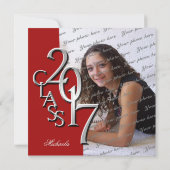 Red Class of 2017写真卒業 招待状 (裏面)