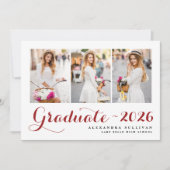 Red Class of 2025 Photo Collage卒業 招待状 (正面)