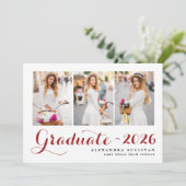 Red Class of 2025 Photo Collage卒業 招待状 (スタンド正面)