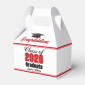 Red Class of 2026 カスタム卒業パーティー フェイバーボックス (正面サイド)