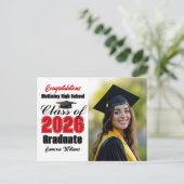 Red Class of 2026 Graduate Photo Graduation 案内ポストカード (スタンド正面)