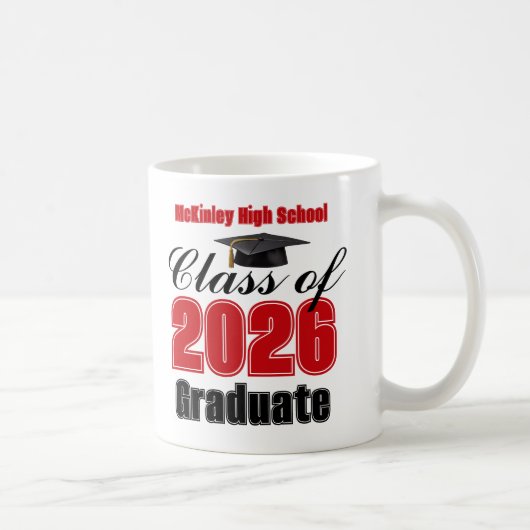 Red Class of 2026 Graduation Keepsake コーヒーマグカップ (右)