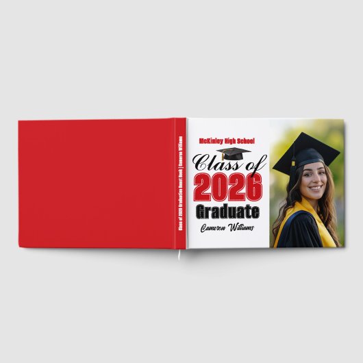 Red Class of 2026 Graduation Photo ゲストブック (全面)