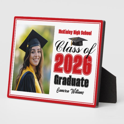 Red Class of 2026 Graduation Photo フォトプラーク (側面)