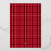 Red Classic Christmas Plaid Photo 箔シーズンカード (裏面)
